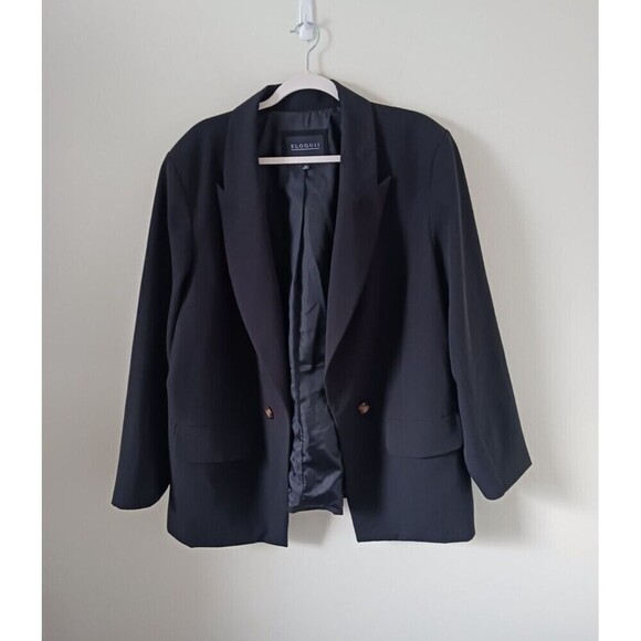 Eloquii Womens Blazer Jacket Career Basic Open Front Button Lined Black Size 20 - Picture 1 of 7